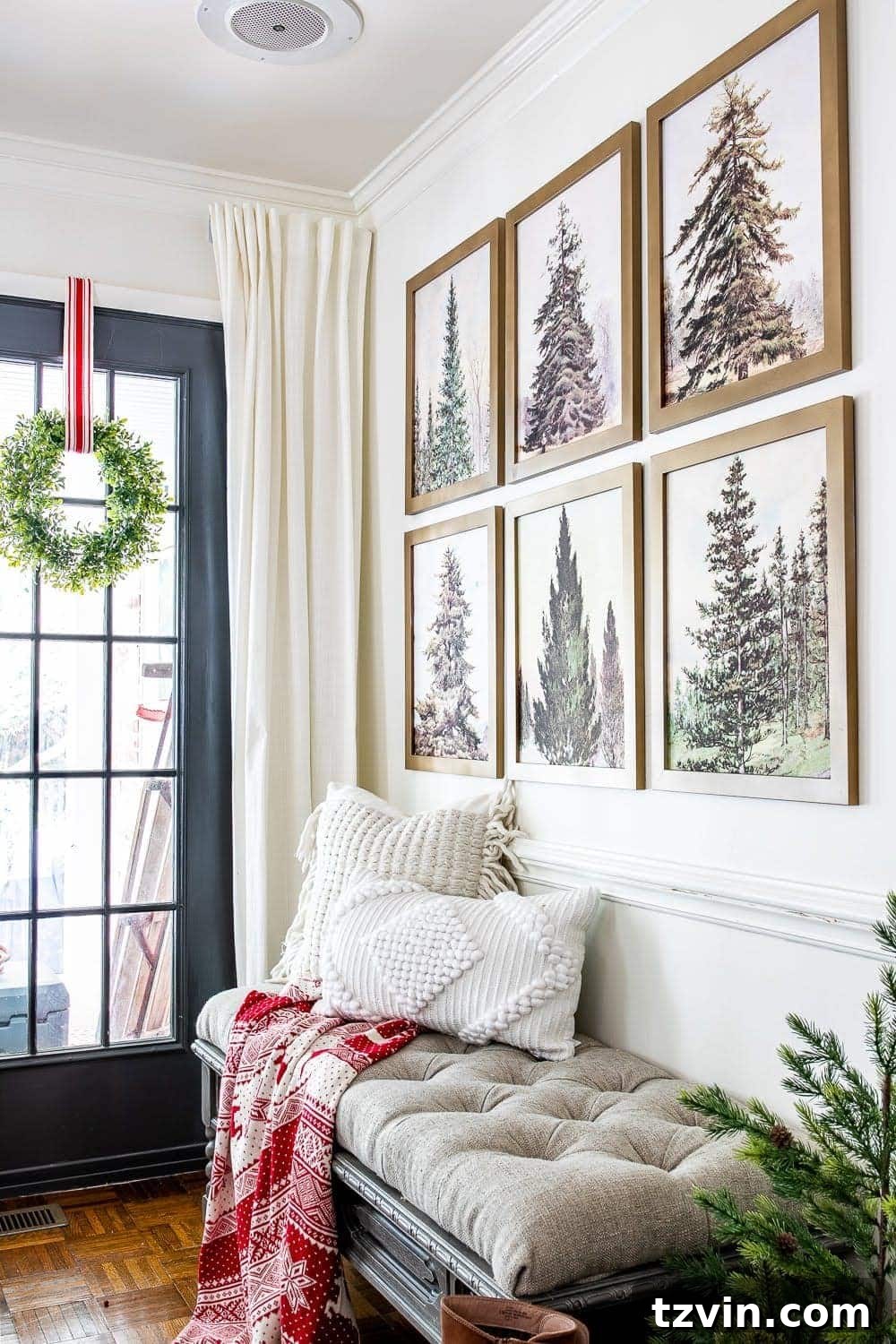 Nostalgic Christmas Tree Gallery Wall Art Printables 3 Free Printable Vintage Christmas Tree Art for Holiday Decor | A stunning set of 6 vintage Christmas tree art prints, perfect for any decorating style. Download your free festive printables today! #Christmasdecor #holidayprintables #vintagetrees