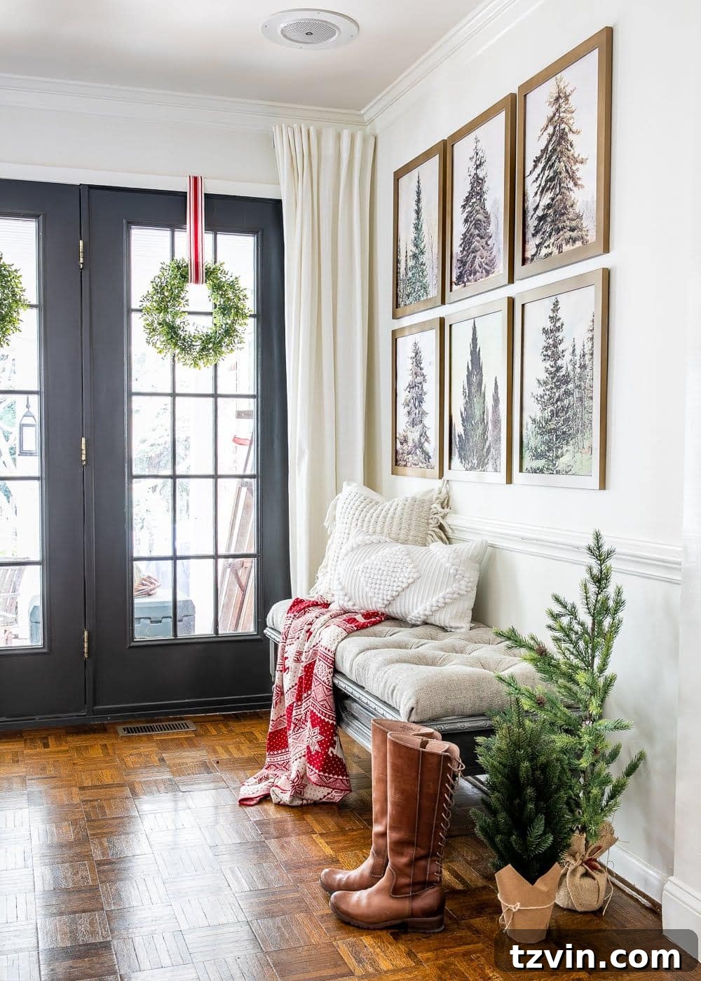 Nostalgic Christmas Tree Gallery Wall Art Printables 4 Vintage Christmas Tree Gallery Wall Ideas | Free printable art set of 6 vintage Christmas trees for a stunning holiday gallery wall. Easy and affordable festive decor inspiration. #gallerywall #Christmasdecorideas #freeprintables
