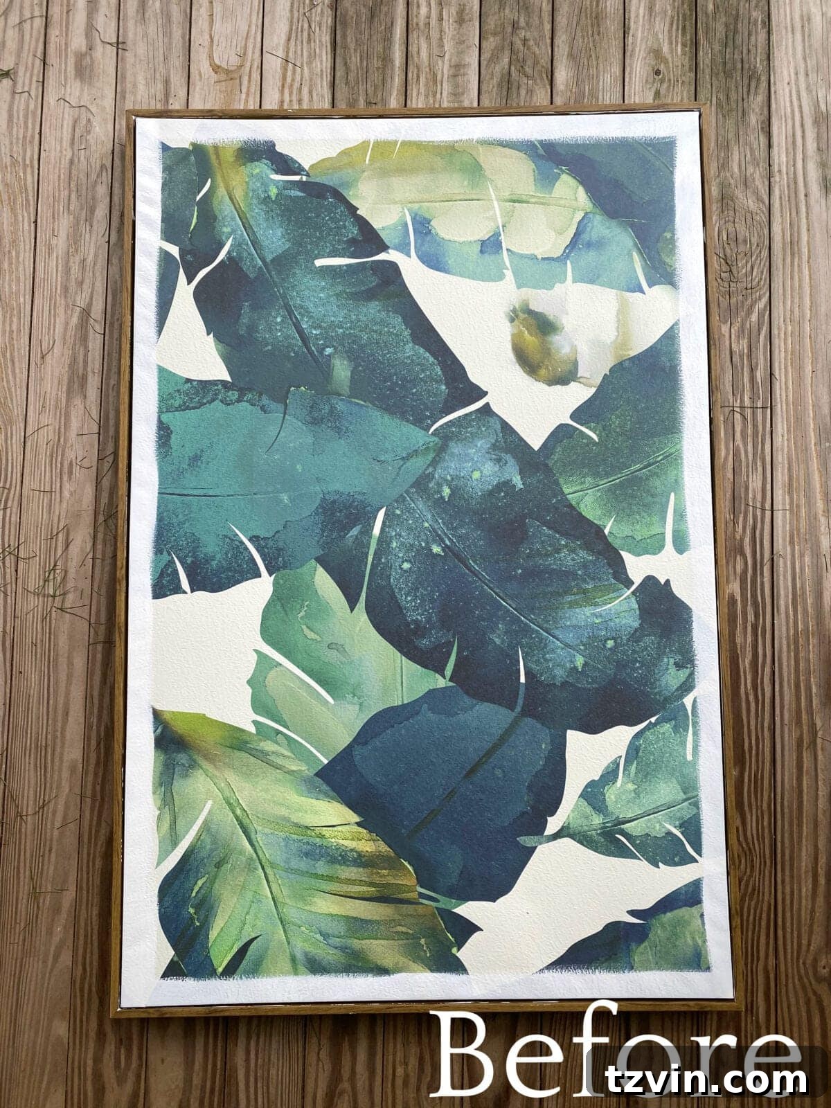 Creative Canvas Reimagined 2 Old framed canvas with tropical palm art