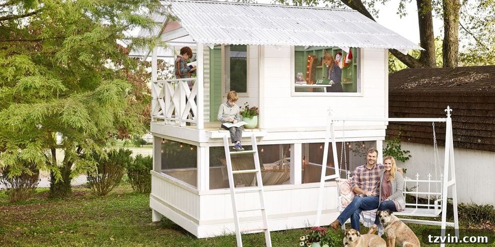 Inspirational image of a beautifully designed outdoor playhouse for children.