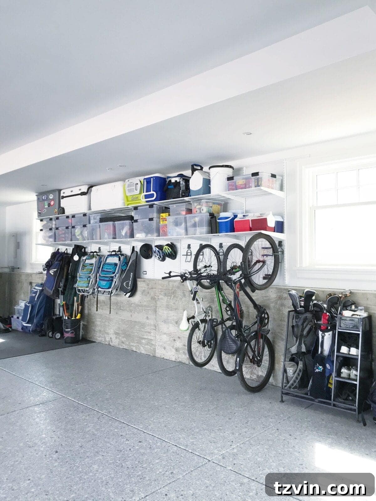 Inspirational image of a meticulously organized and bright garage space.