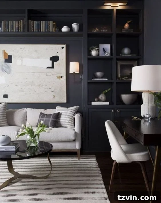 Inspirational image of a stylish and well-organized home office or studio space.