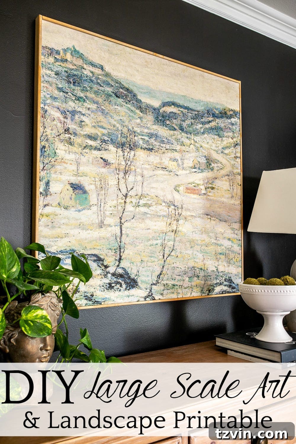 DIY Large Wall Art: Winter Wonderland Printable 2 DIY Large Wall Art and Winter Landscape Printable - How to make a $1,000 piece of art for under $50.
