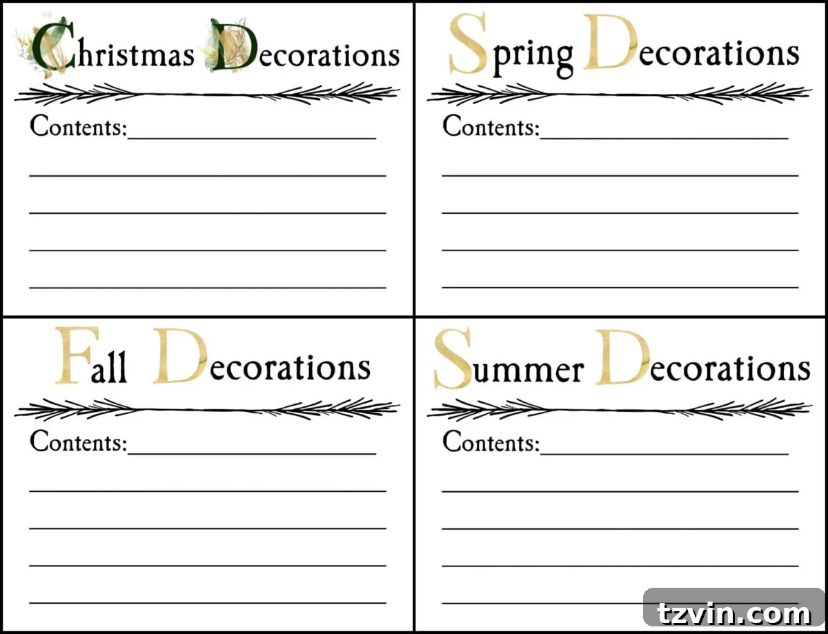 Attic Transformation Master Seasonal Storage 7 seasonal storage bin labels printable