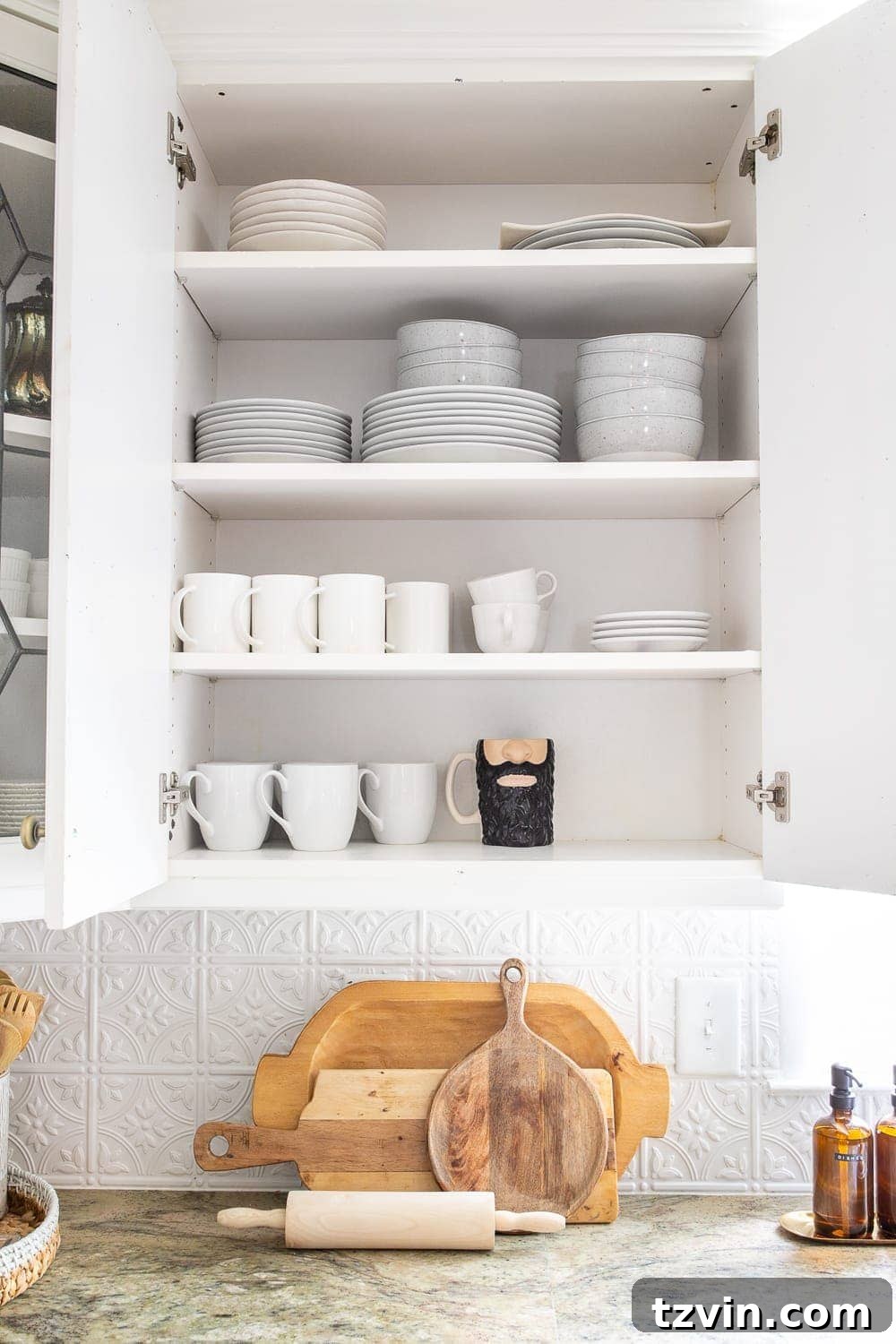 Kitchen Organization Makeover | Dishes Cabinet Organization - Organized Dinnerware