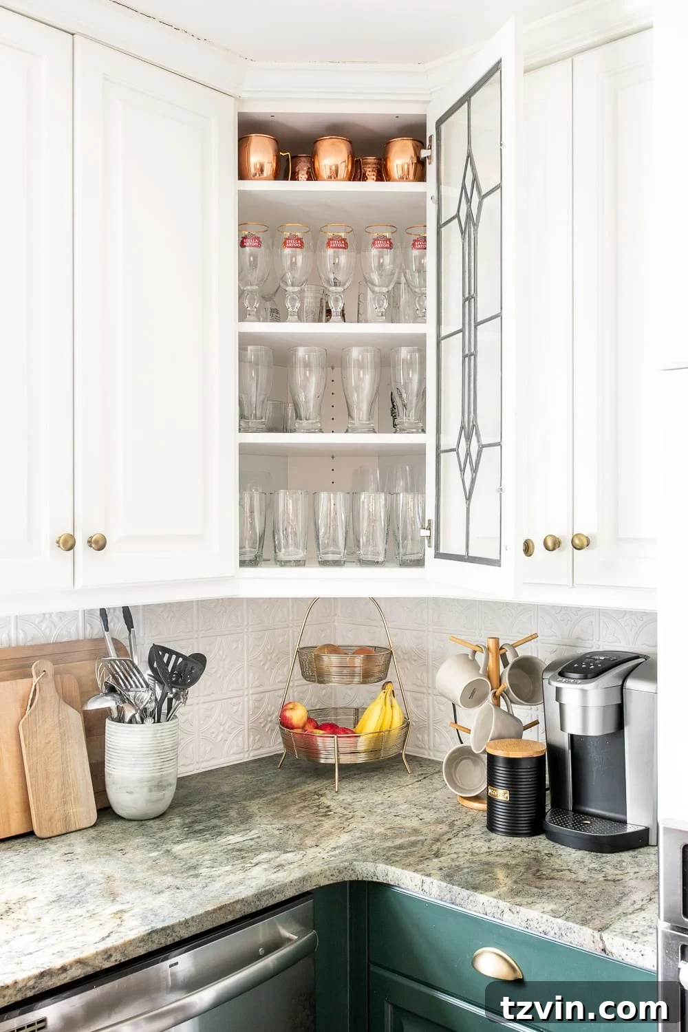 Kitchen Organization Makeover | Glassware Organization - Clear Cabinet Storage