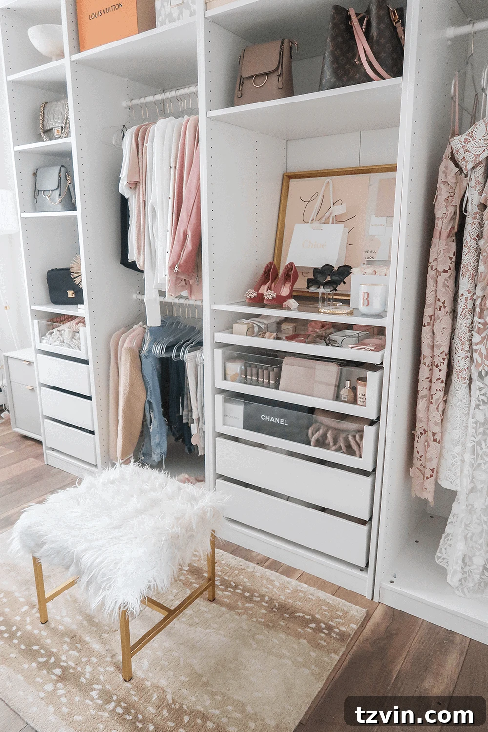 30 Incredible IKEA Pax Closet Transformations 17 IKEA PAX Closet with clear drawer fronts and dividers for accessories