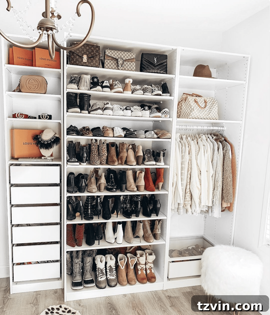 30 Incredible IKEA Pax Closet Transformations 19 IKEA bookshelf used as a shoe rack