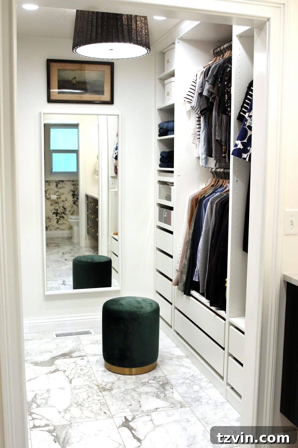30 Incredible IKEA Pax Closet Transformations 5 IKEA PAX Closet with full length mirror and dressing stool