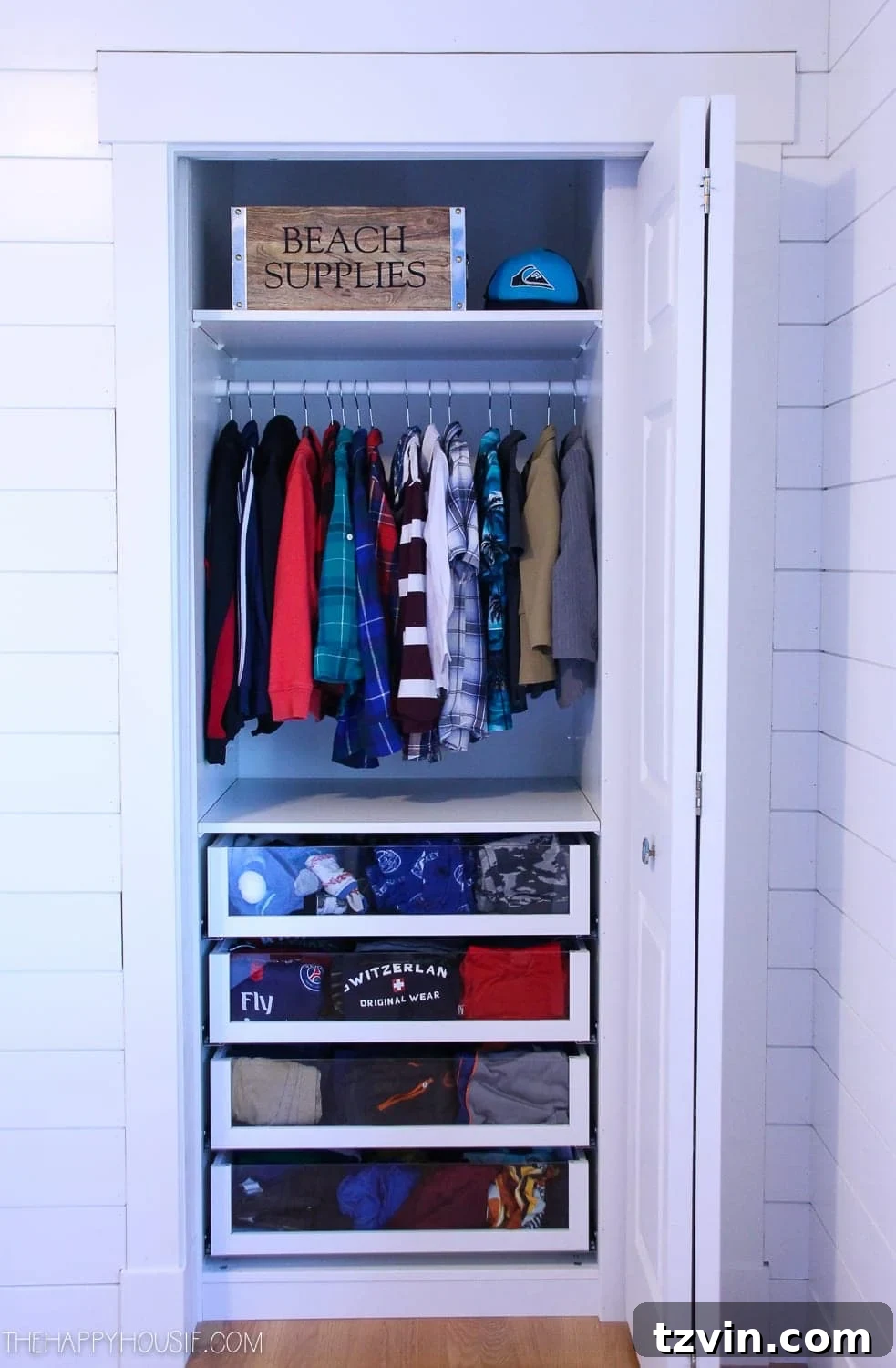 30 Incredible IKEA Pax Closet Transformations 8 small reach in closet with clear drawer fronts