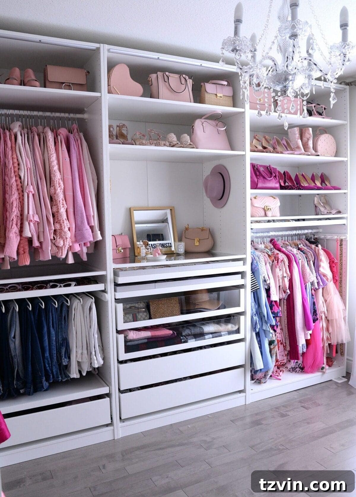 30 Incredible IKEA Pax Closet Transformations 10 IKEA PAX Closet with pink accessories niche