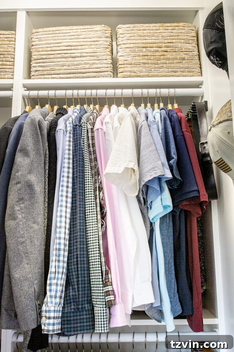 My Tiny IKEA Closet Transformation! 7 Robert's Closet - Organized Baskets