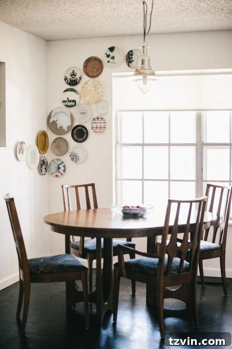Craft Your Style: DIY Wall Decor Projects to Personalize Your Home 9 a corner plate gallery wall in a dining room as thrifty DIY art