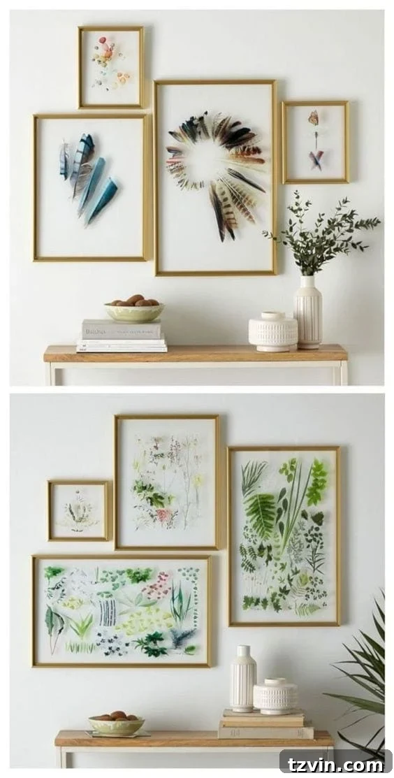 Craft Your Style: DIY Wall Decor Projects to Personalize Your Home 14 Inexpensive DIY Wall Decor Ideas with pressed flower art and feathers