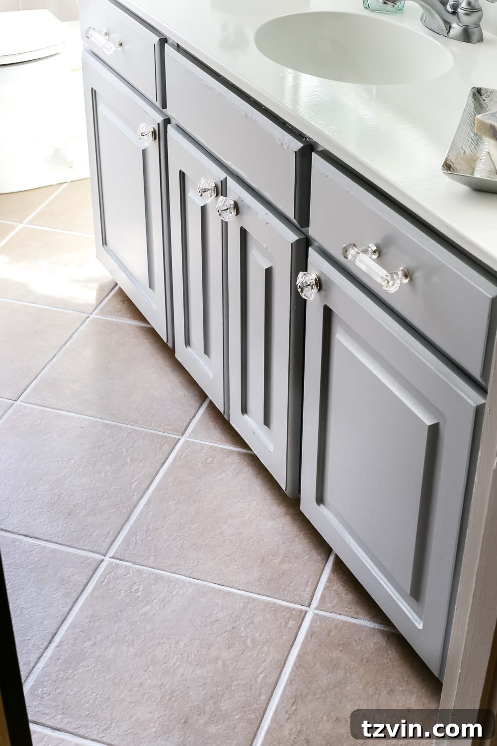 white tile grout with grout pen in a bathroom