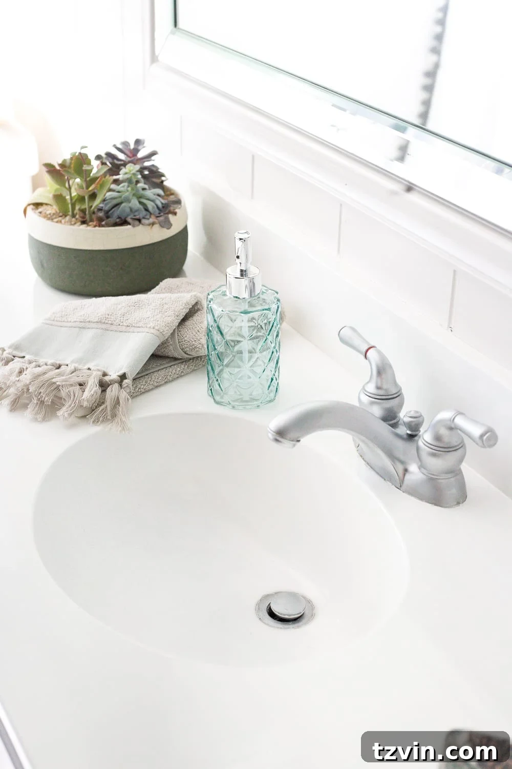 sink and countertop painted white