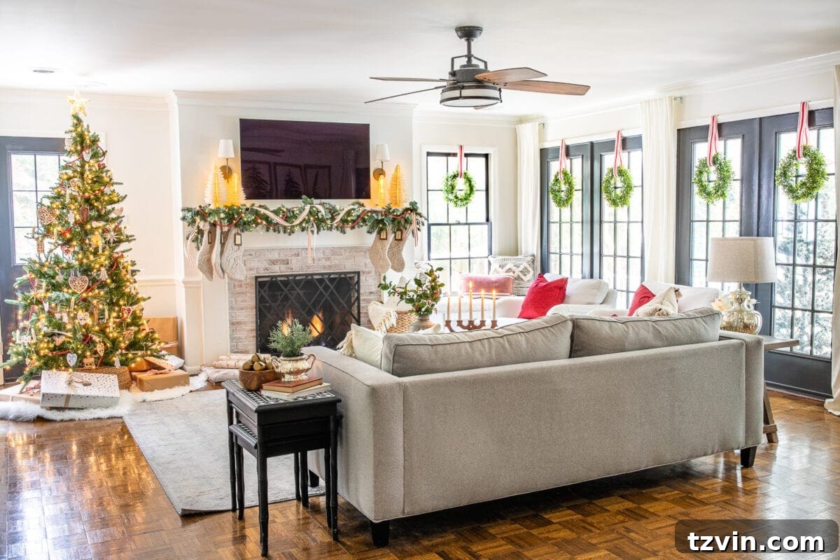 living room furniture layout at christmas