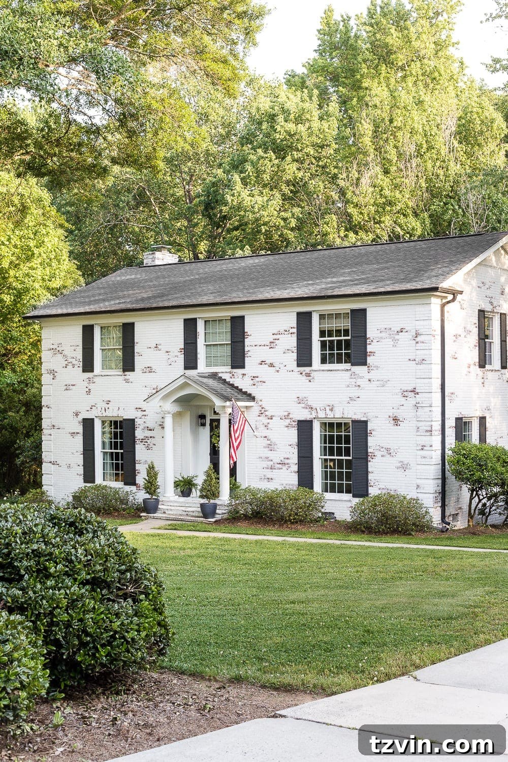 Our Home's Journey: A 3-Year Anniversary Tour 3 Limewashed Brick Colonial Exterior After Renovation
