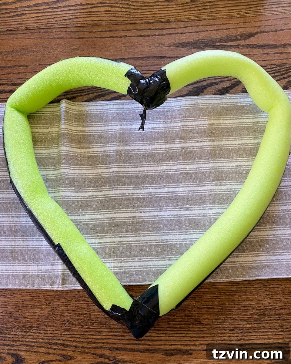 Pool Noodle Wreath Creation 6 Securing with Duct Tape