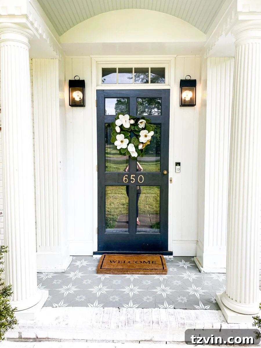 Front Porch Makeover with DIY Stenciled Floor and Fresh Look