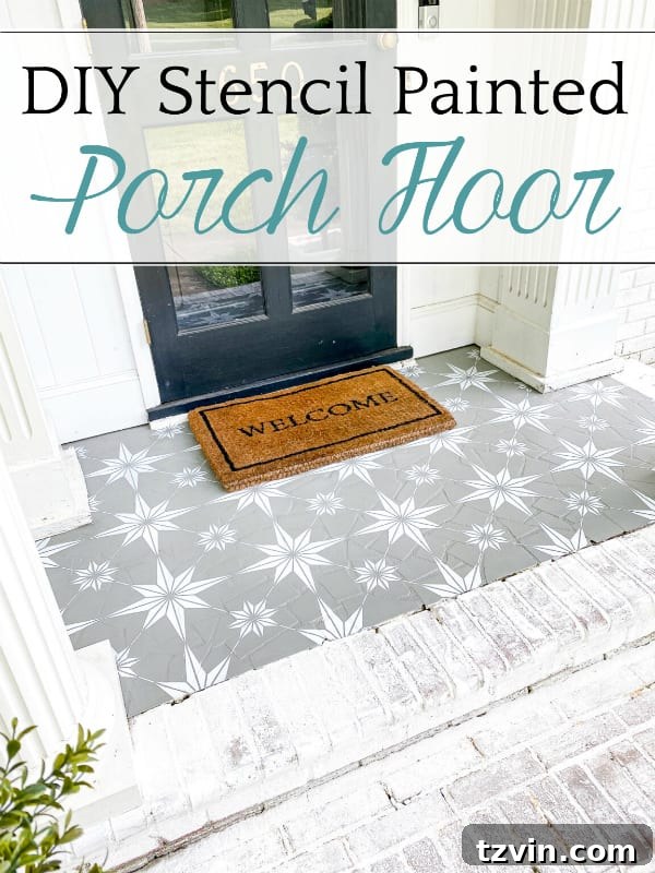 DIY Stencil Painted Porch Floor with Porch Paint | How to stencil a porch floor using porch paint + the method to make your design look flawless and how to make it last.