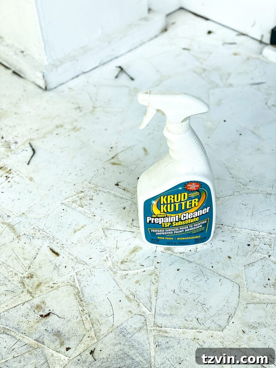 Preparing Porch Floor for Paint with Krud Kutter Cleaner