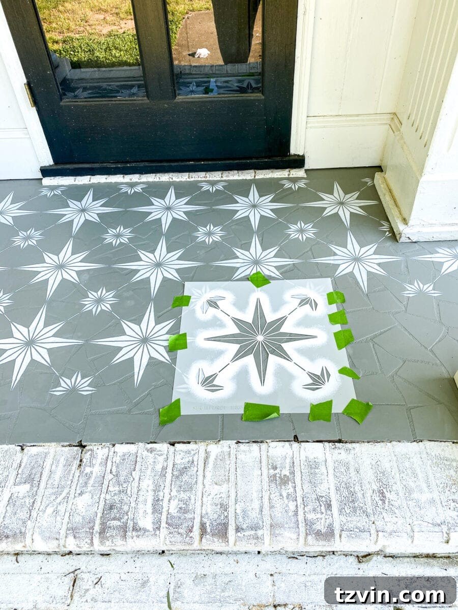 Stenciling Porch Floor Edges with Flexible Stencil