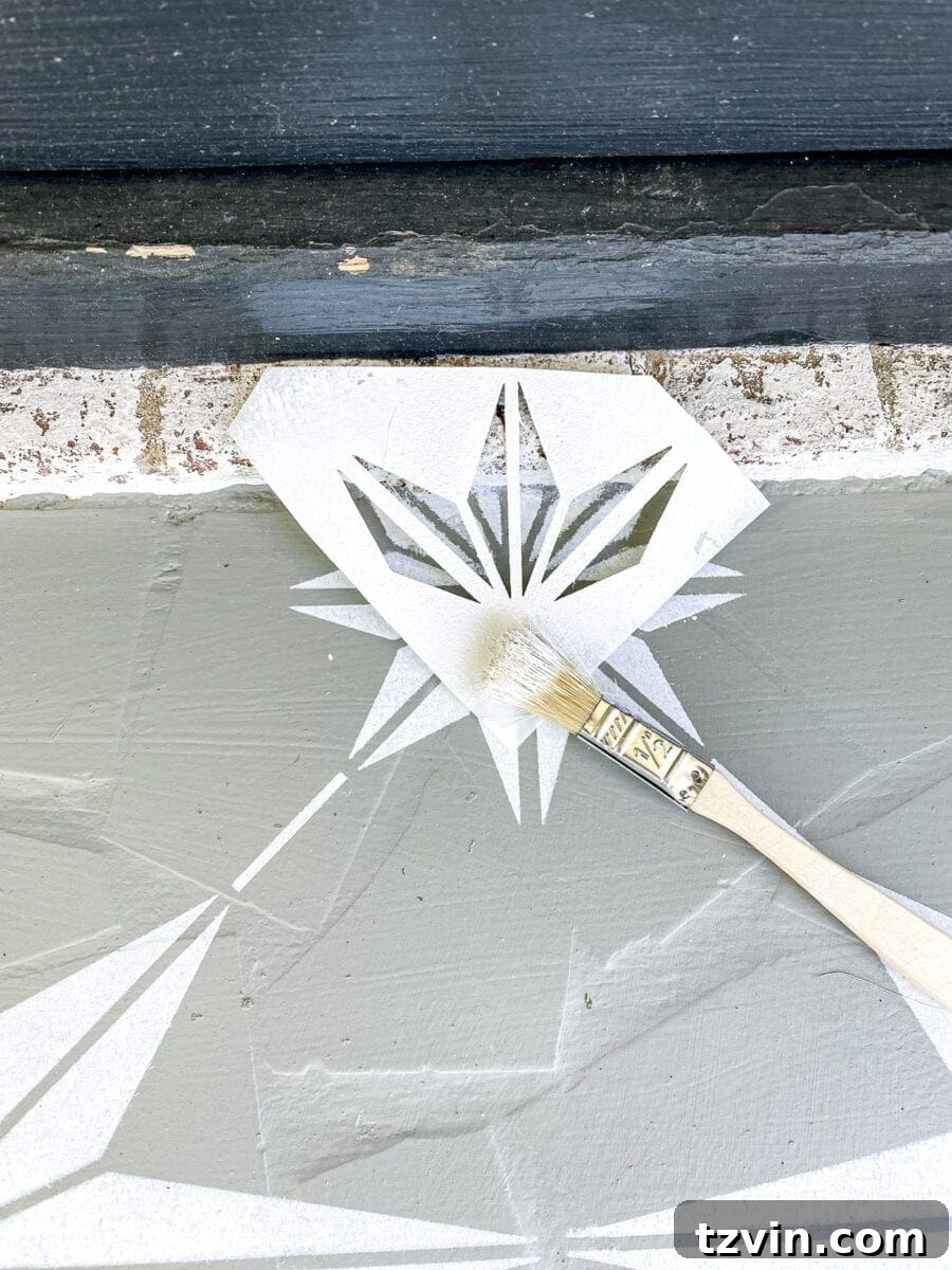 Cutting Stencil for Detailed Edge Work on Porch Floor