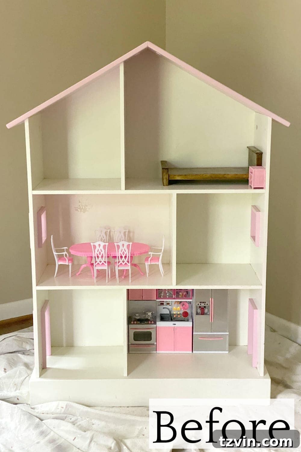 Thrifted Dollhouse Glow Up 2 Thrifted Dollhouse Makeover | Tips and tricks for using what you already have and repurposing every day items from around the house to create a beautiful, real-looking dollhouse.