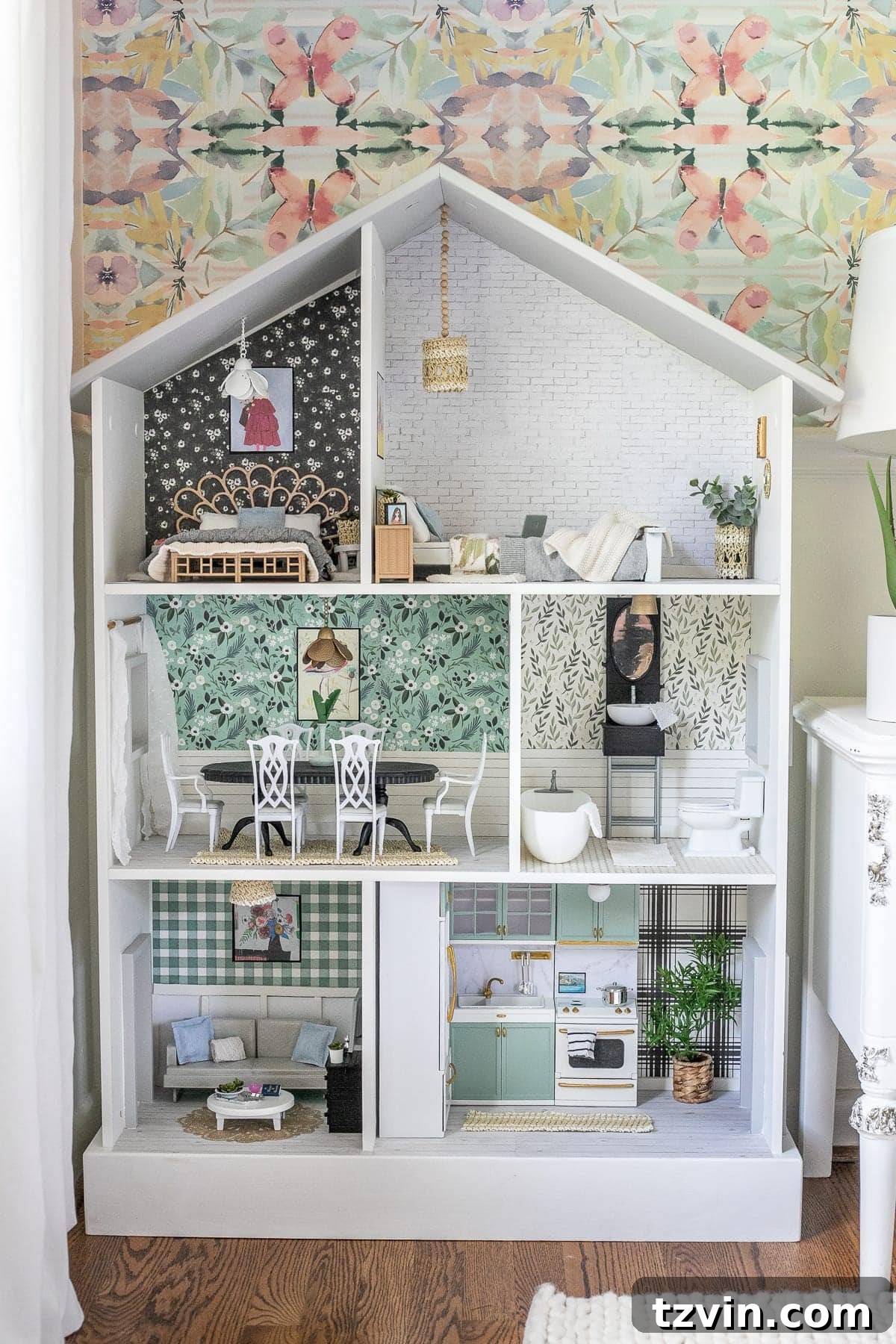 Thrifted Dollhouse Glow Up 4 DIY dollhouse using items from around the house