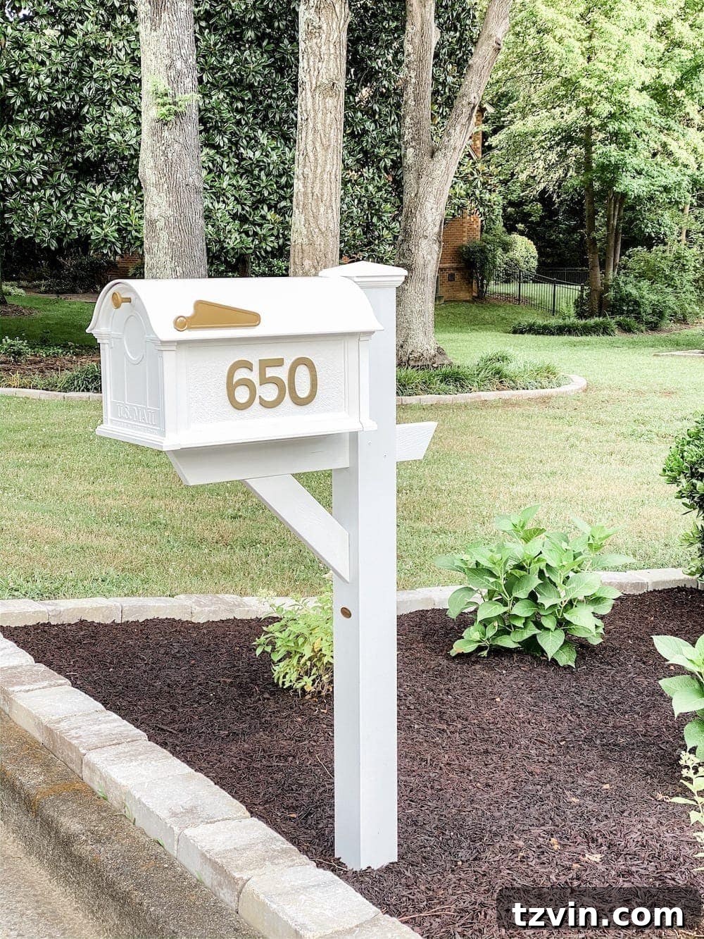 DIY Front Yard Flower Bed Glow Up 17 Newly installed white die-cast mailbox complementing the renovated flower bed