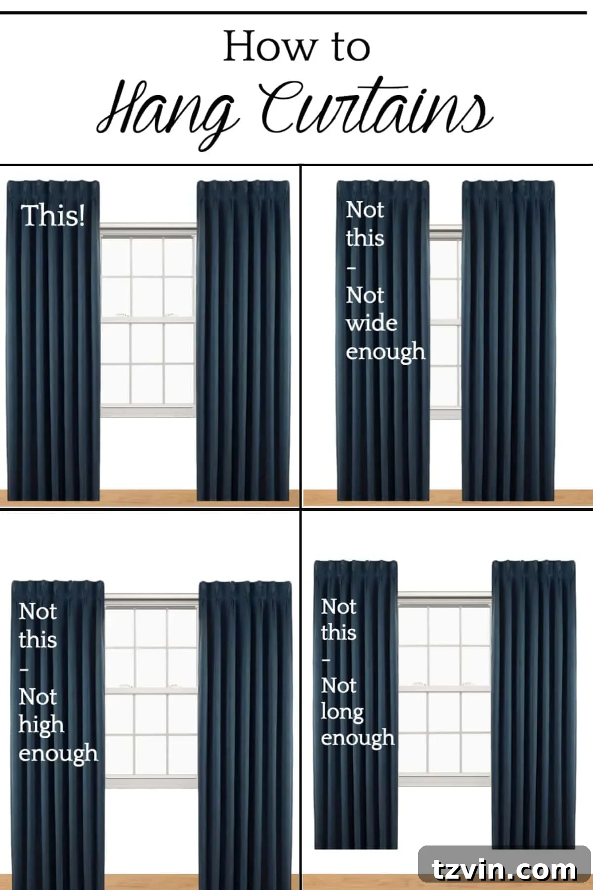 Curtain Creativity Favorite Treatments and Hanging Hacks 4 Diagram illustrating how to hang curtains high and wide