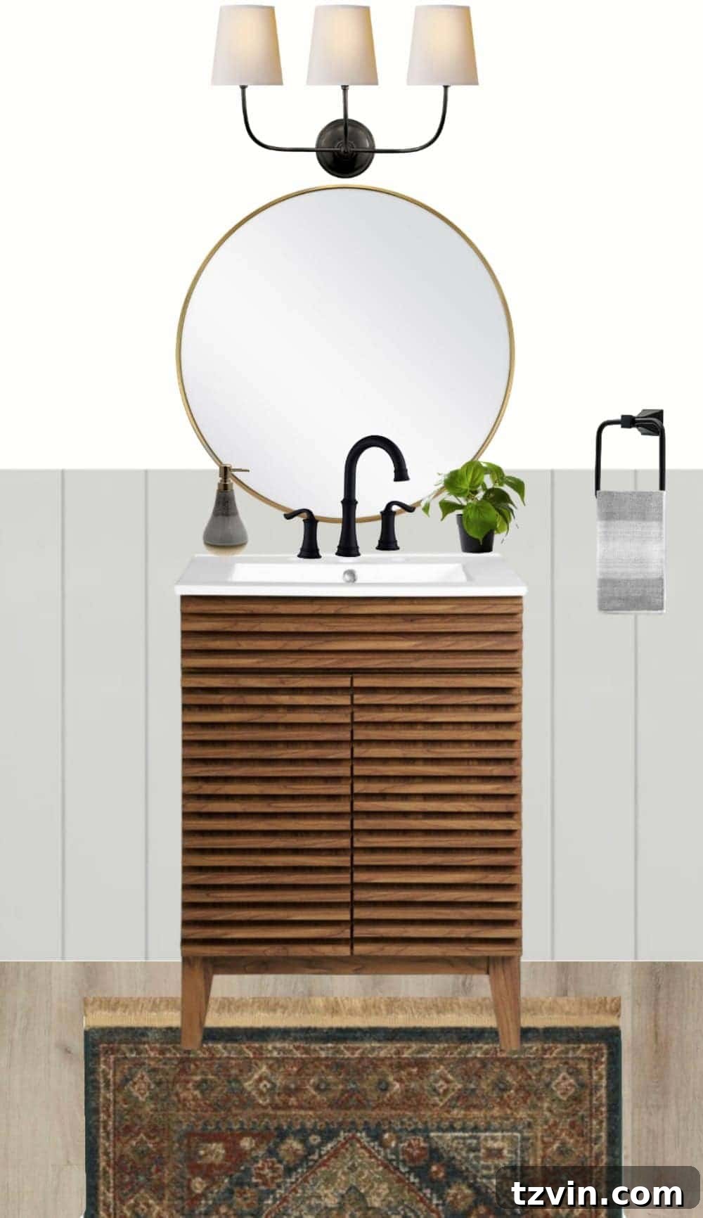 California Casual Powder Room Mood Board Components