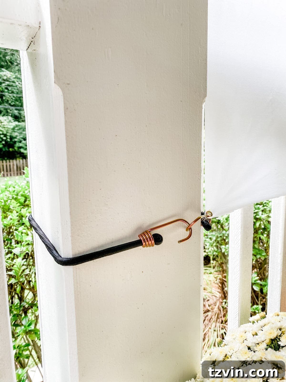 Fall Porch Magic: DIY Outdoor Movie Nights and Smores Bar 13 How to make an outdoor movie screen with a shower curtain, installation
