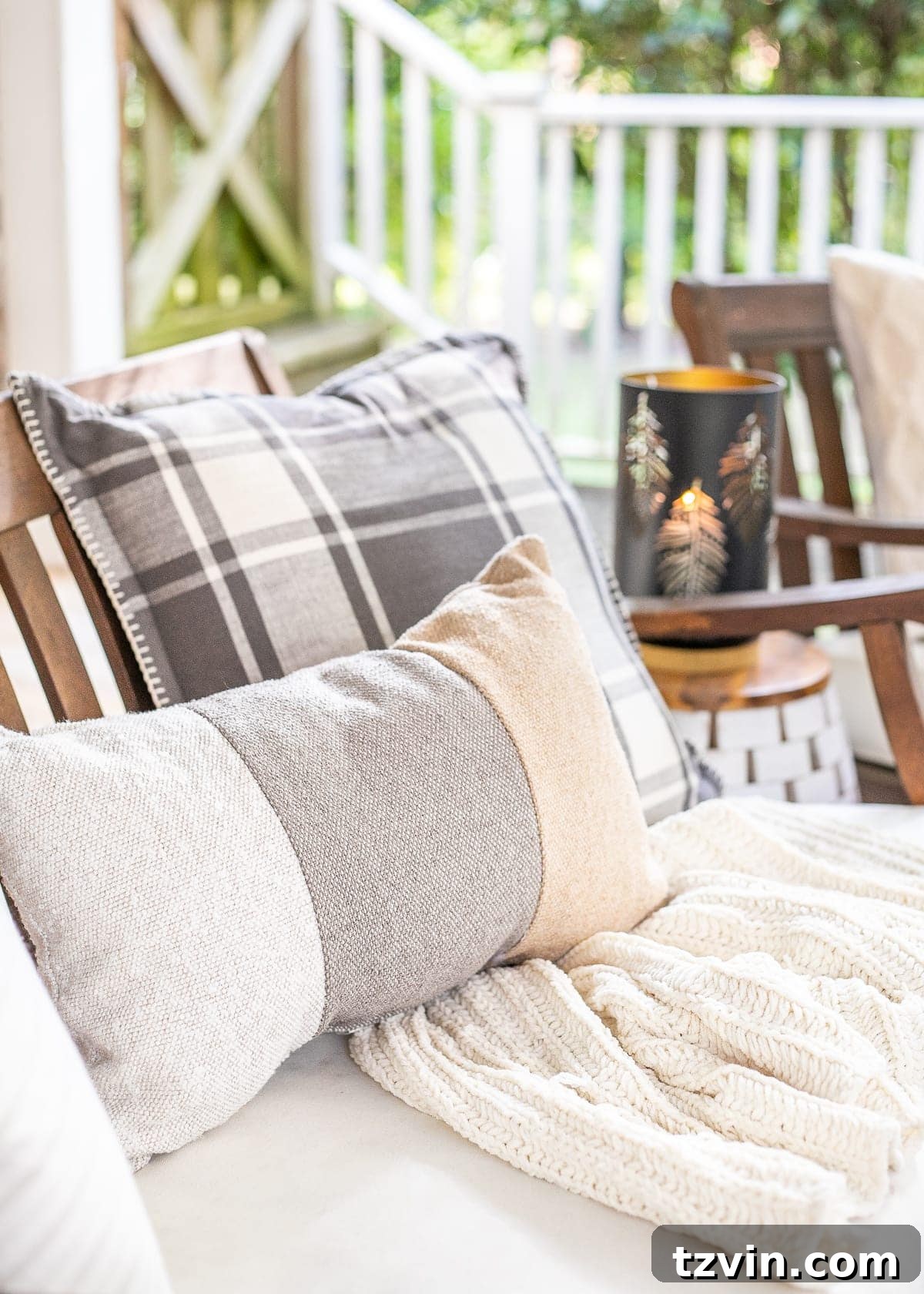 Fall Porch Magic: DIY Outdoor Movie Nights and Smores Bar 15 Fall outdoor decor and back porch with cozy seating