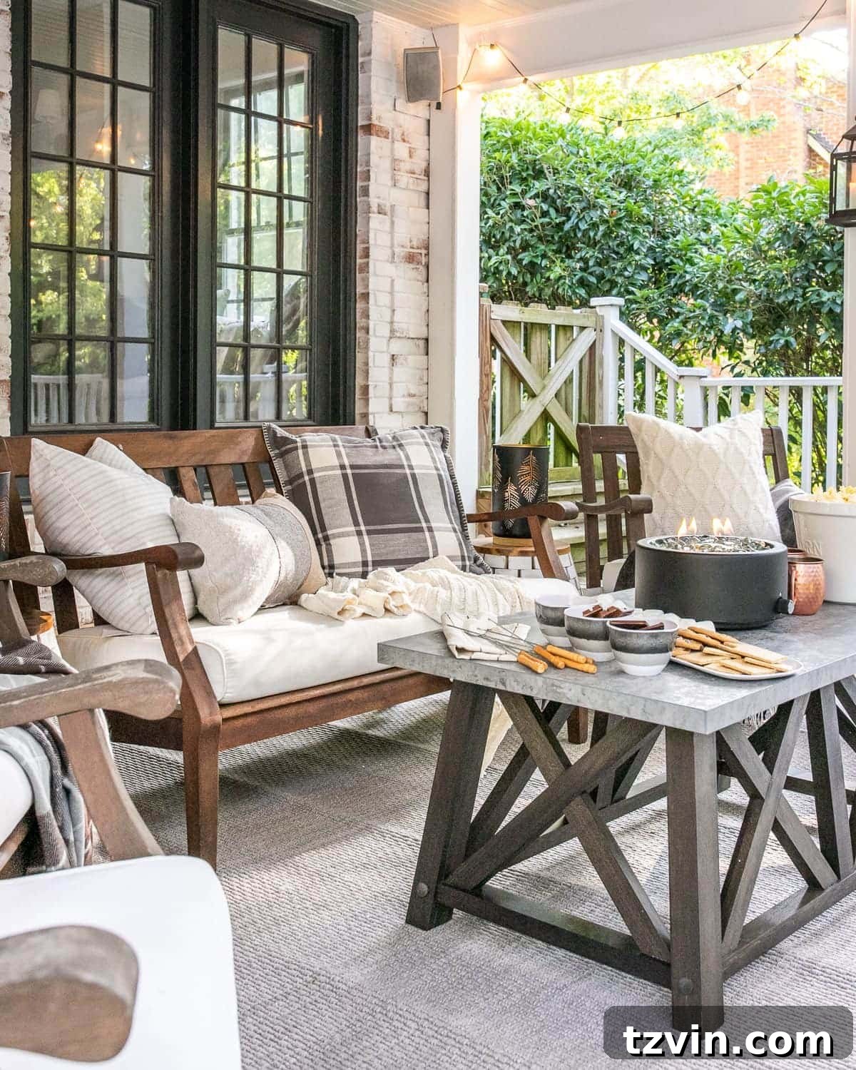 Fall Porch Magic: DIY Outdoor Movie Nights and Smores Bar 16 Fall outdoor decor and back porch, close up of pillows