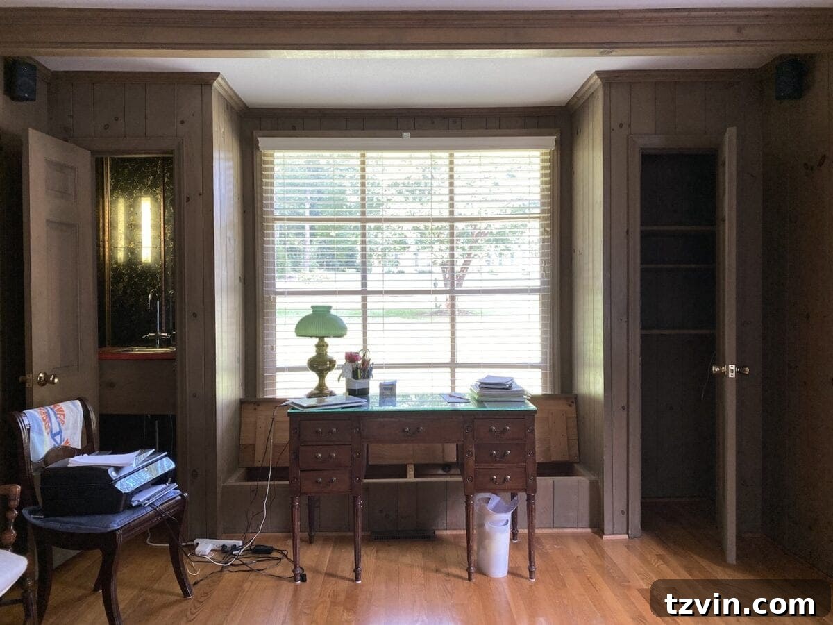 McNay Project Modern Coastal Living Room Tour 14 Before: Living room showing the old, small closets and a window seat that limited space.