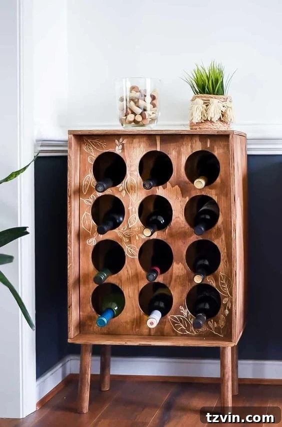 Heartfelt Handmade Holiday Gifts for Everyone 4 DIY wine rack, a functional and stylish gift for wine enthusiasts, perfect for displaying a small collection.