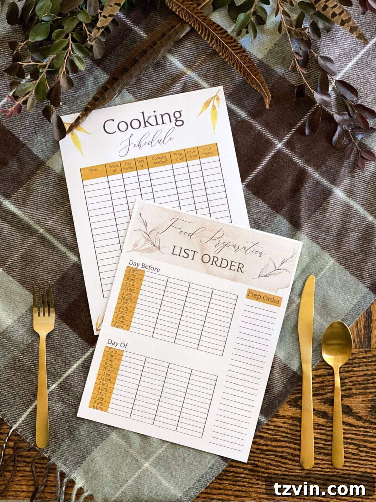 Thanksgiving cooking schedule free printable