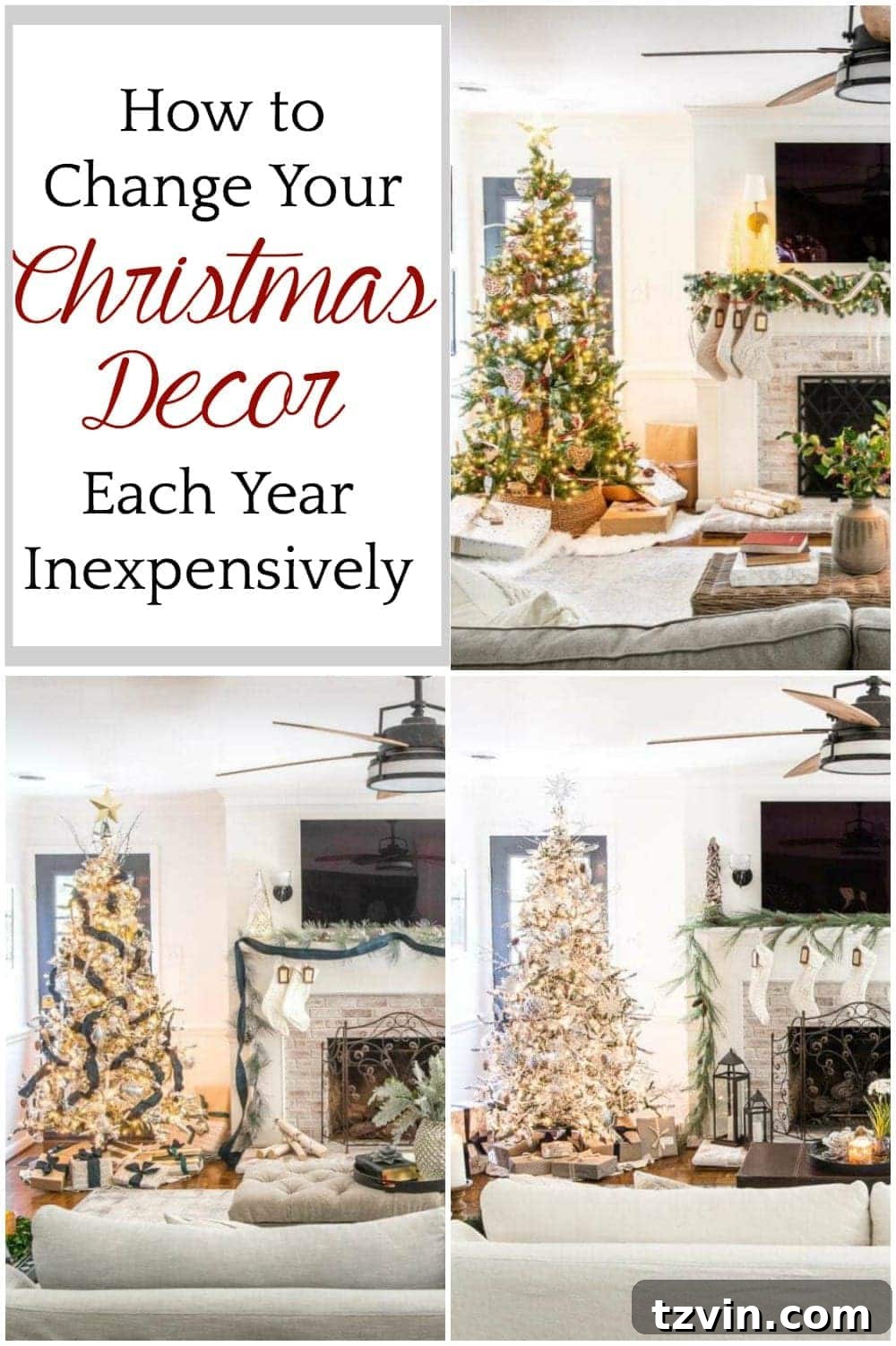 How to Change Your Christmas Decor Each Year Inexpensively | 8 tips and tricks to change your Christmas decor theme and color scheme each year using mostly what you already have. 