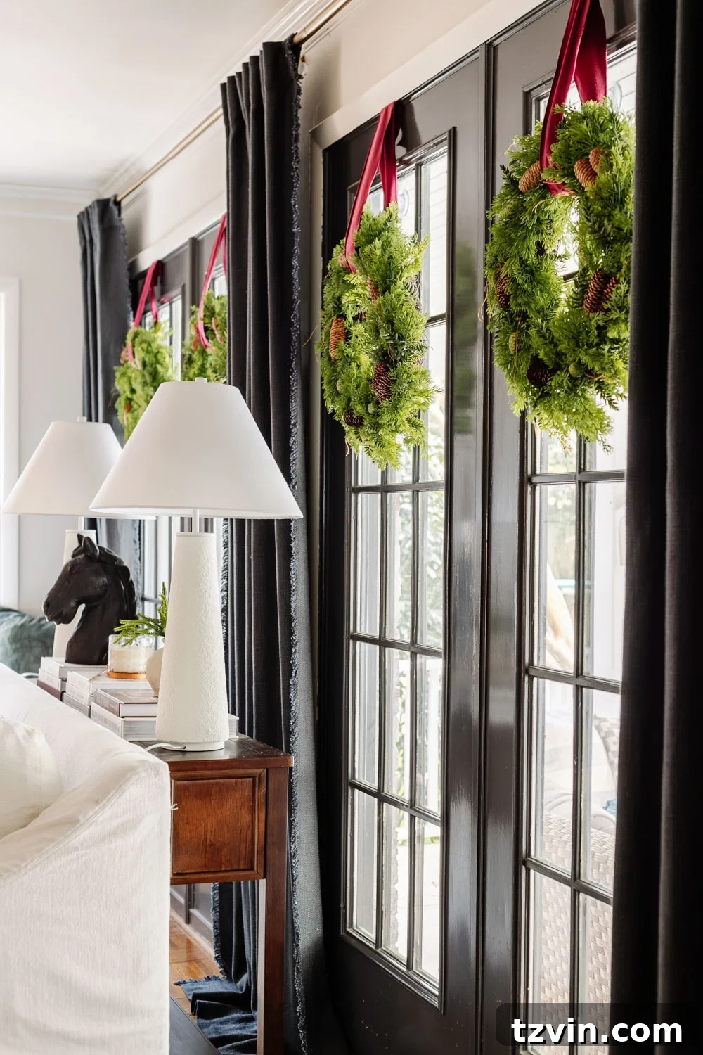 Festive Window Transformation: Wreath Hanging Guide & Black Friday Decor Picks 3 hanging wreaths on windows for christmas decor ideas and inspiration
