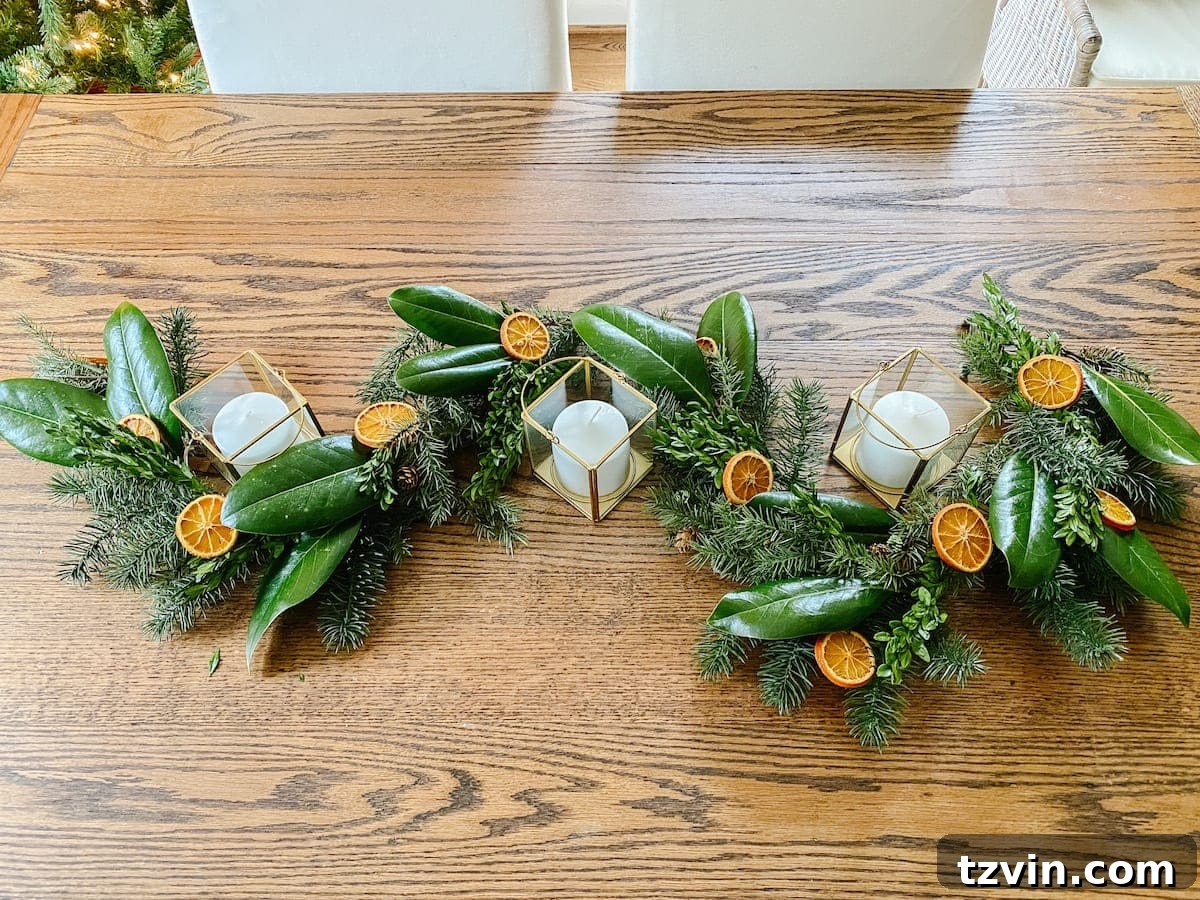 Harvesting Holiday Beauty: Drying Fruit and Preserving Leaves 13 Crafting a stunning Christmas garland with magnolia, boxwoods, and fragrant dried oranges