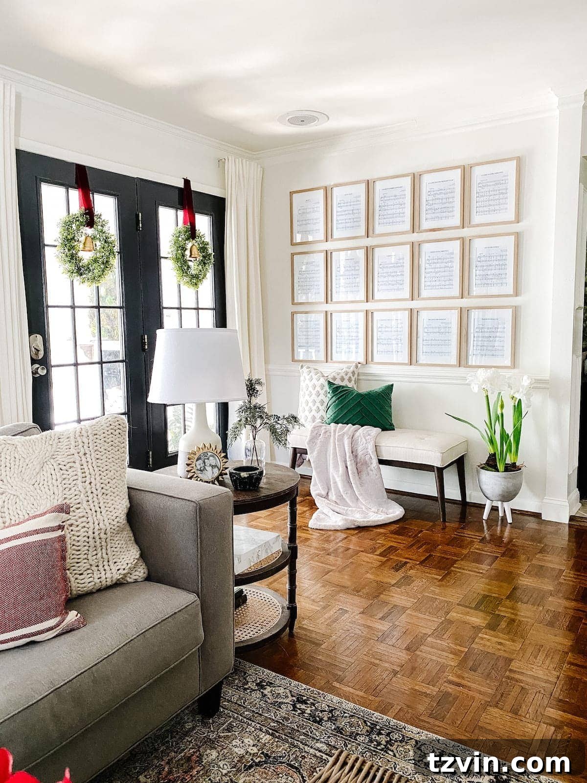 Christmas wall decor idea using sheet music