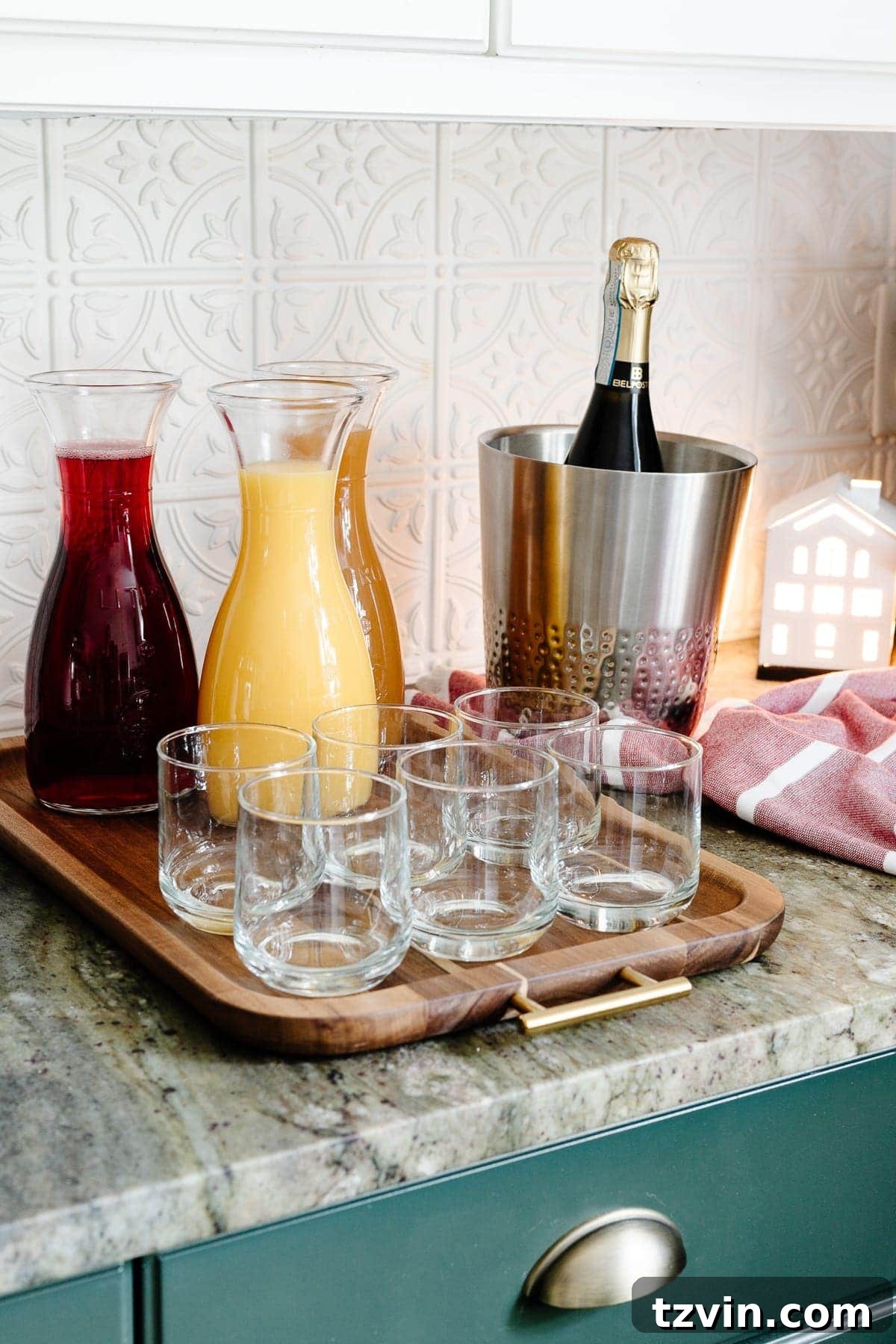 casual Christmas brunch mimosa bar