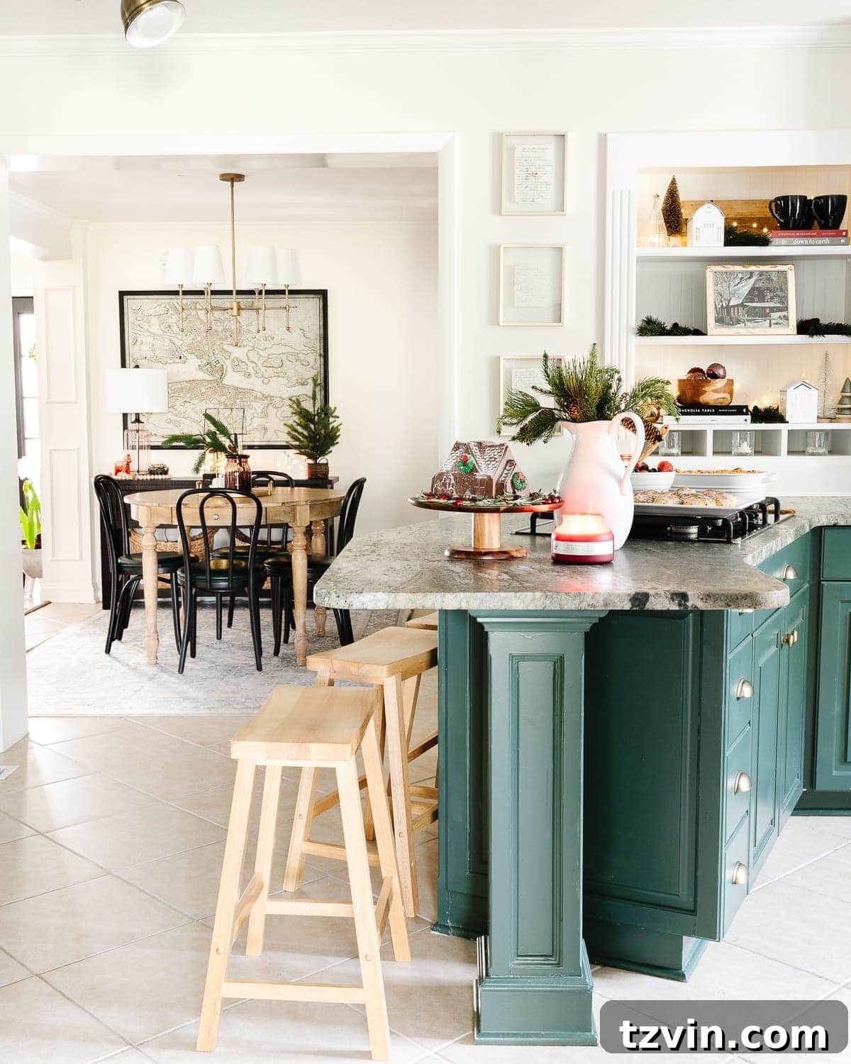 Christmas kitchen decorated