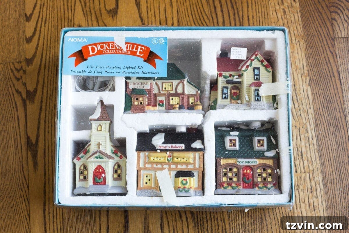 thrifted snow village figurine set