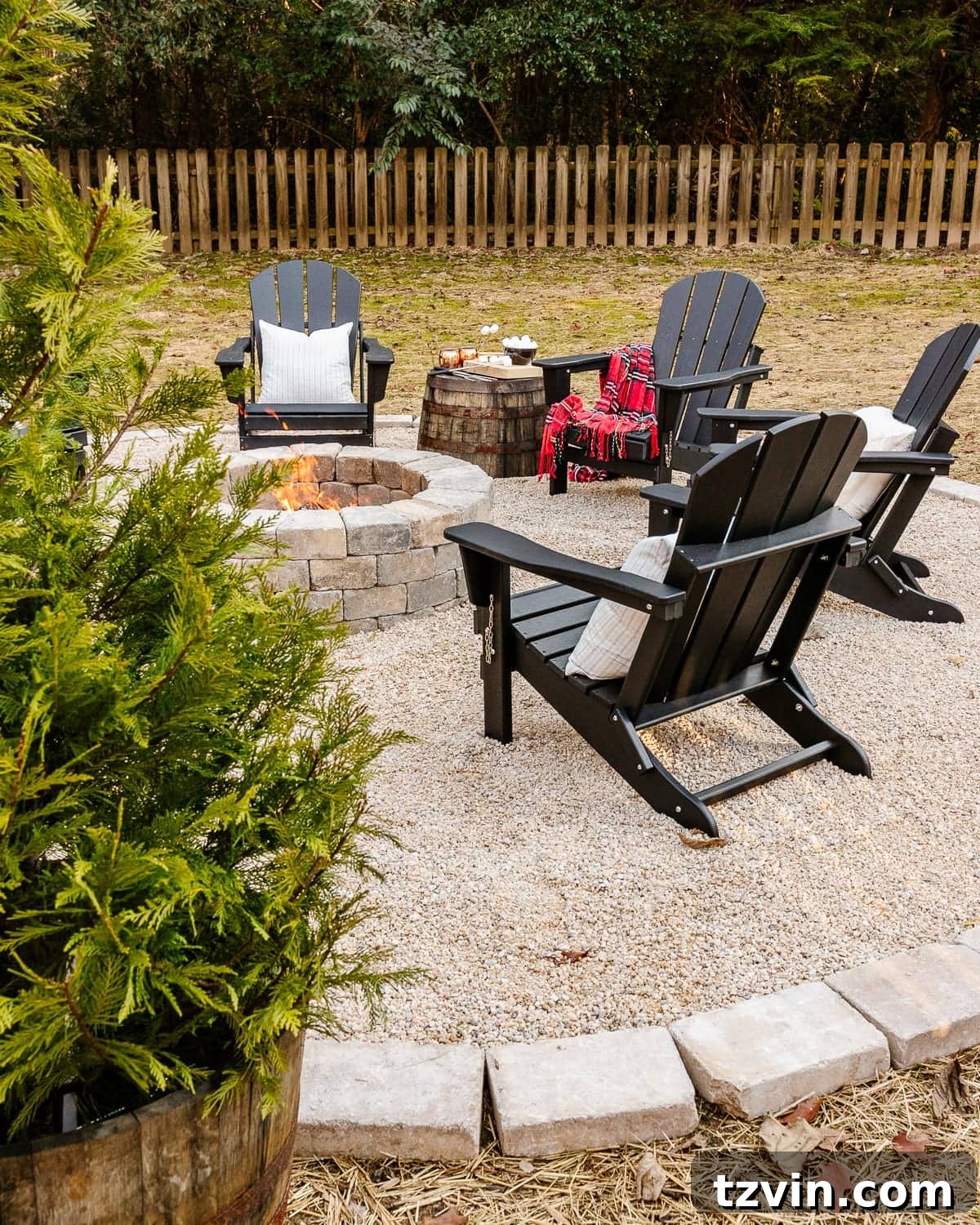 Weekend Pea Gravel Fire Pit: A DIY Build 25 diy backyard fire pit with pea gravel, stone edgers, and adirondack chairs