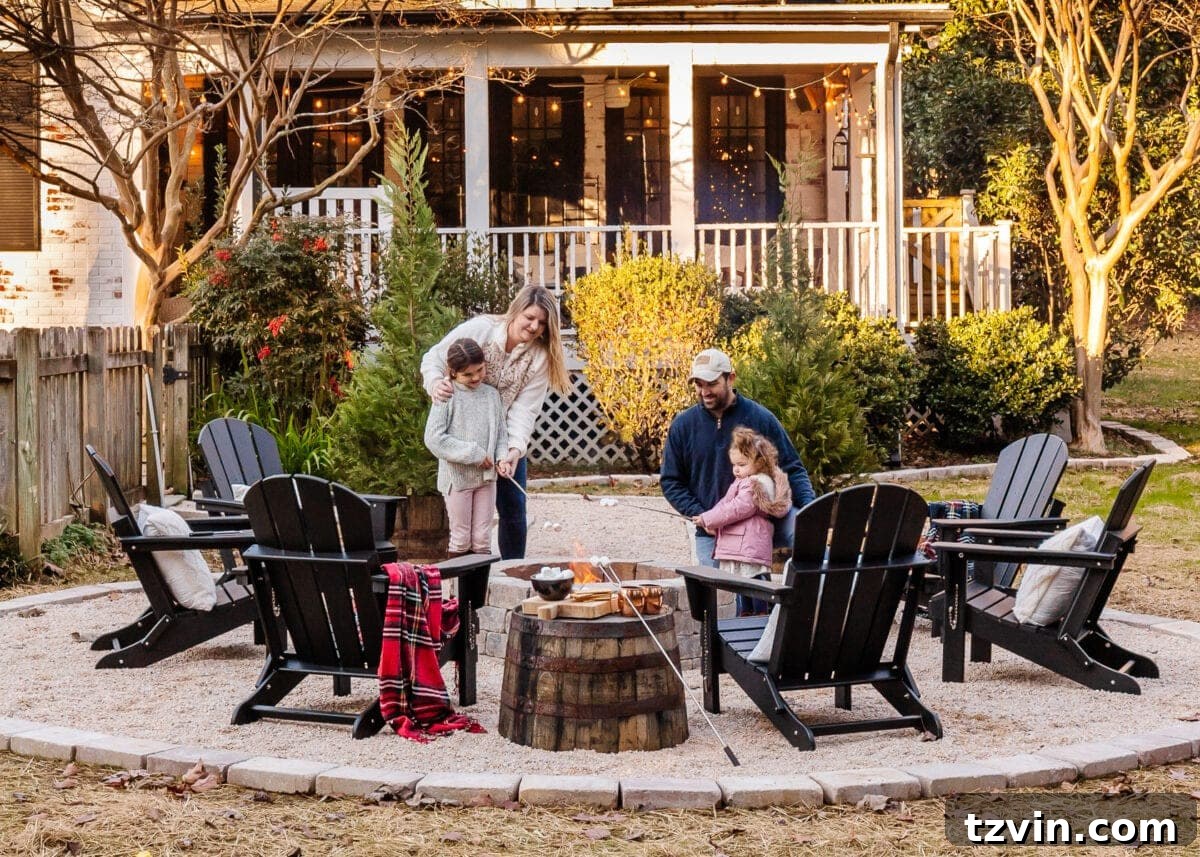 Weekend Pea Gravel Fire Pit: A DIY Build 29 diy fire pit with pea gravel and adirondack chairs