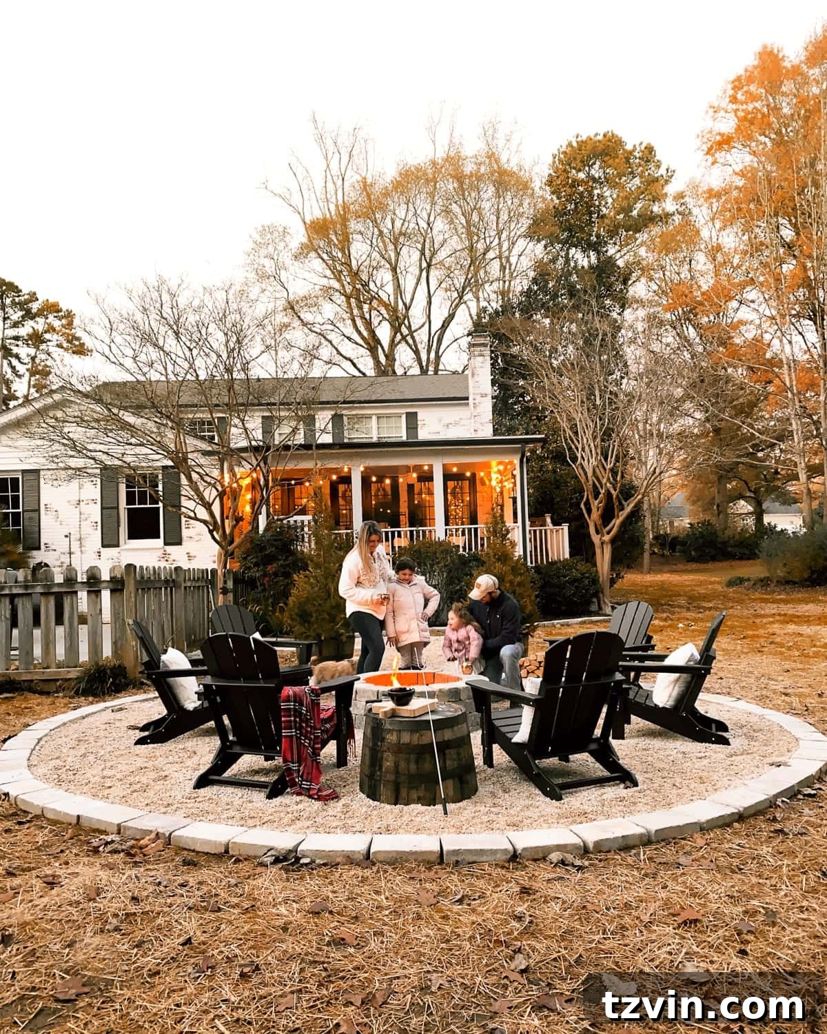 Weekend Pea Gravel Fire Pit: A DIY Build 32 stone DIY fire pit with pea gravel and adirondack chairs