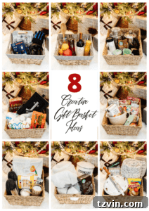 50 Festive Christmas Gift Basket Ideas 16 8 Creative gift basket ideas for the homebody, spa lover, DIYer, entertainer, baker, movie lover, and coffee fanatic.